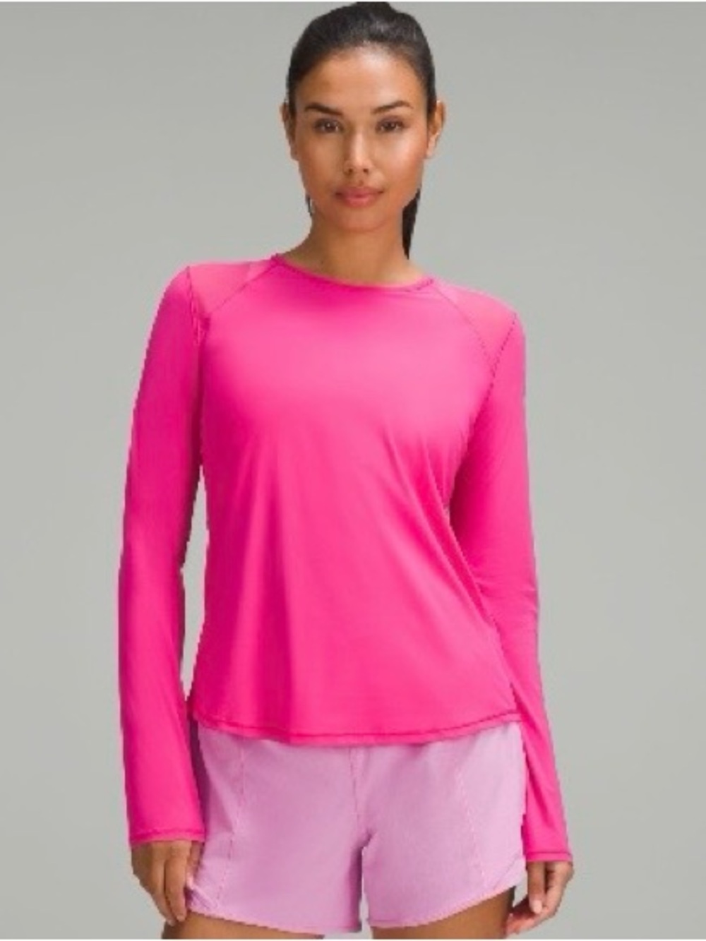 Lululemon Long Sleeve Crew Neck Active Top - Hot Pink
